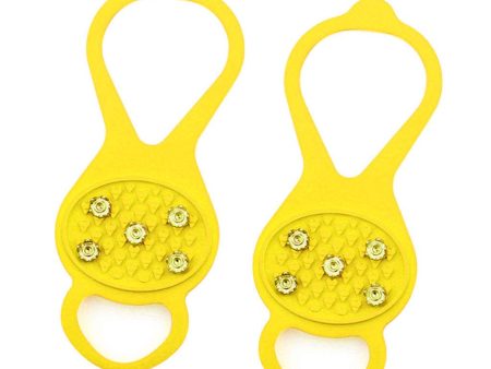 1 Pair 5 Teeth Anti-slip Ice Snow Shoe Walk Cleats Grips Yellow Supply