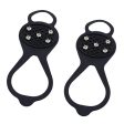 1 Pair 5 Teeth Anti-slip Ice Snow Shoe Walk Cleats Grips Black For Discount