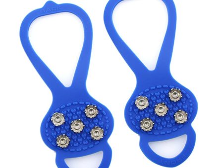 1 Pair 5 Teeth Anti-slip Ice Snow Shoe Walk Cleats Grips Blue Fashion